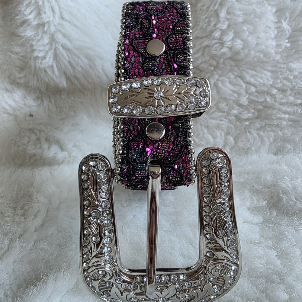Nooona Chic Embellished Belt with Pink and Silver Accents